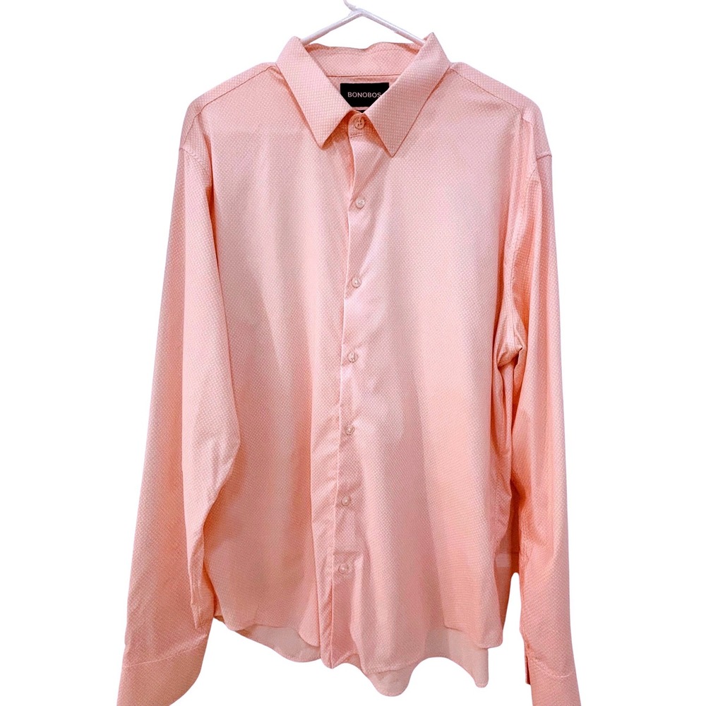 Bonobos Slim‎ Fit Pink Geometric Print Performance Button Down Shirt Mens Large